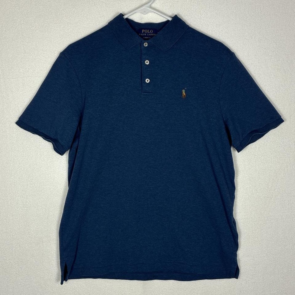 Navy blue Polo Ralph Lauren short sleeve button-up shirt mens med.
